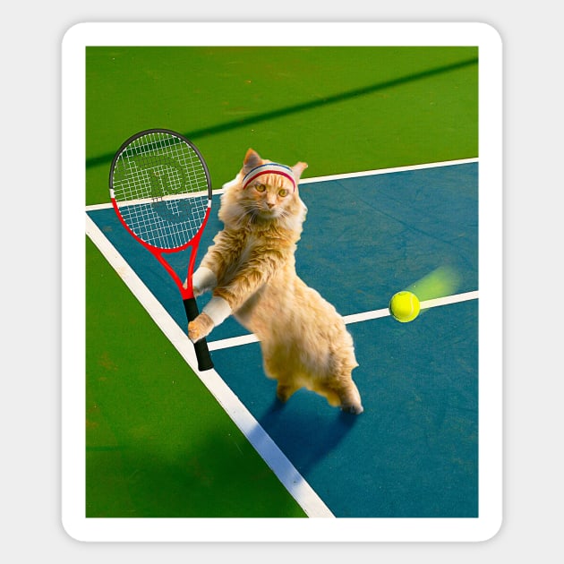 Maine Coon Cat Playing Tennis Sticker by Random Galaxy